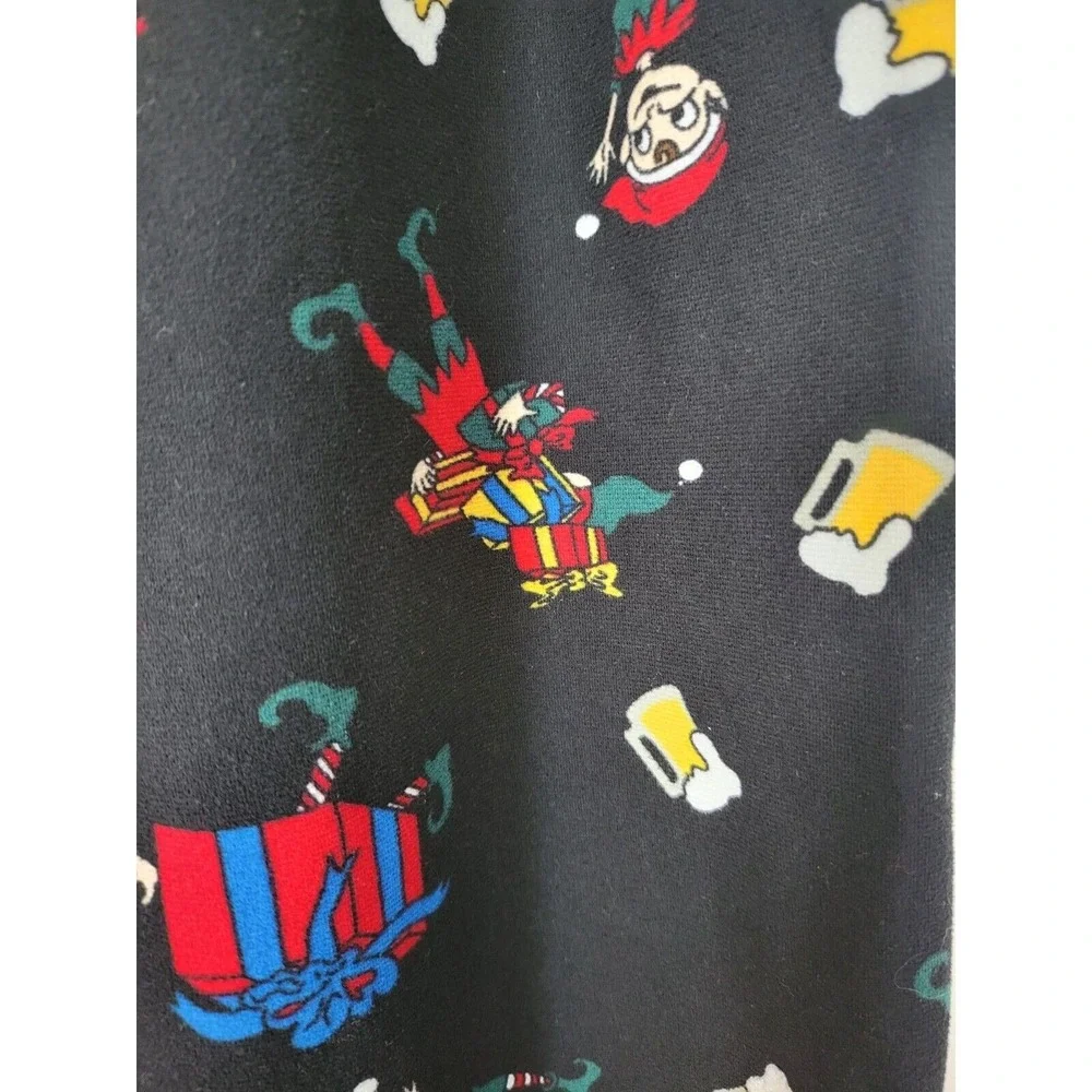 Club Room Mens Holiday Pajama Pants M Black Elf Present‎ Beer Print Pockets